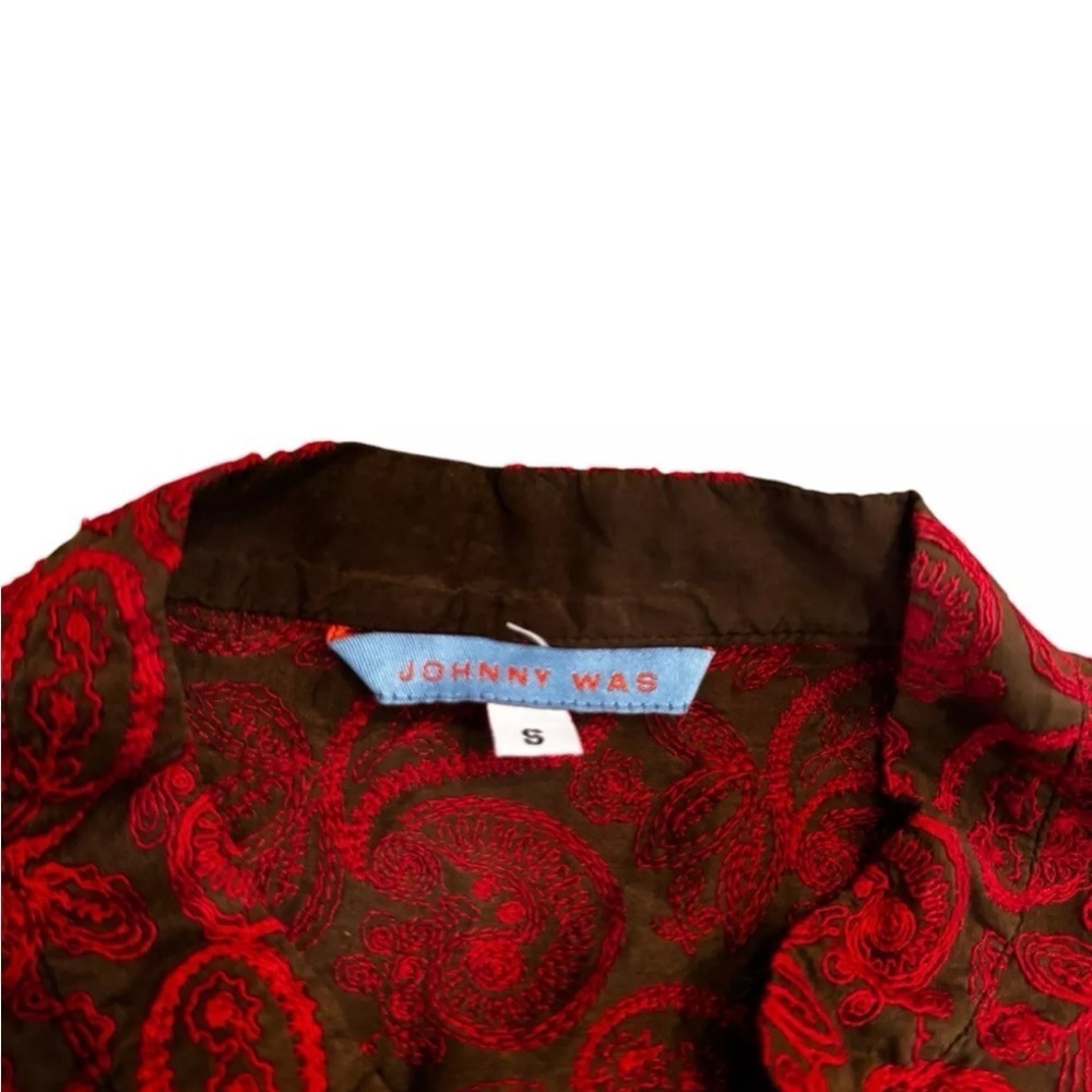 NOS Vintage Johnny Was Paisley Print Tunic Top Red Women’s S Y2K Bohemian Hippie - Picture 5 of 8